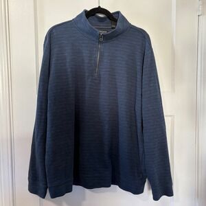 Dockers Mens 1/4 Zip Pullover Sweater Blue Textured Knit XL Pre-owned EUC